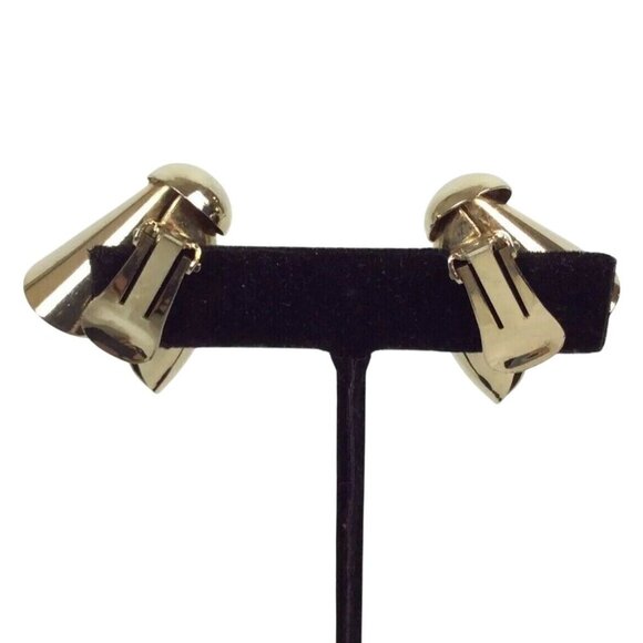 Stylized Bumble Bee Clip-On Earrings Silver Plate Modern Statement 80s - Picture 4 of 4